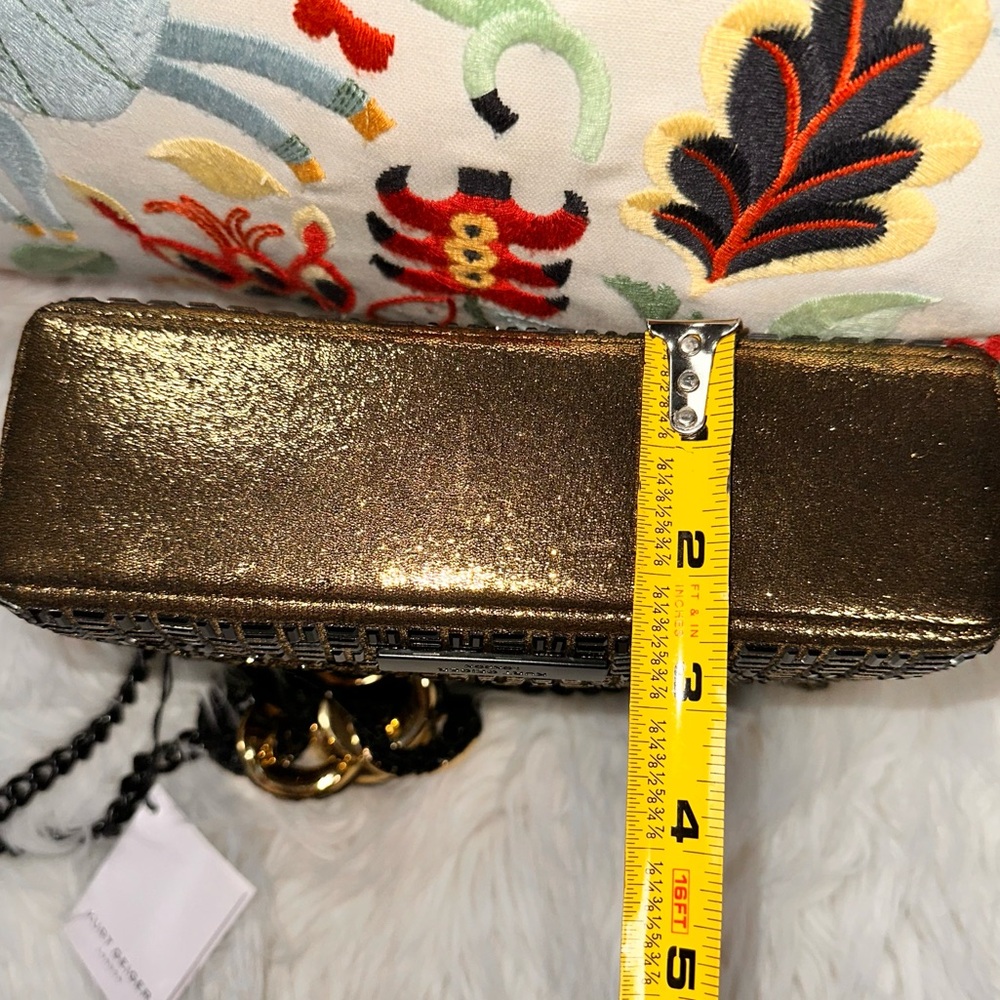 Kurt Geiger • Kensington Gold and Black Rhinestone Cuban Link Purse - Picture 10 of 16